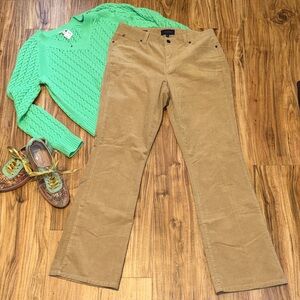 Talbots women 10 curvy corduroy pant Tan portobell Boot Cut flare stretch medium